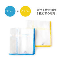 イヤなニオイのしないふきん 綿 かや織り 食卓用 約30×30cm Ag+除菌ふきん 抗菌 ブルー・イエロー 1パック（2枚入）オカ