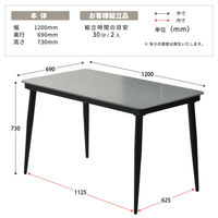 【軒先渡し】B.Bファニシング LUCY ダイニングテーブル 幅1200×奥行690×高さ730mm LUDT0277CEWHT 1台（直送品）