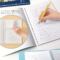 【アウトレット】【Goエシカル】訳あり プラス ノート型ルーズリーフ COE365 セミB5 ドット入罫線 50枚 黄×紺 1セット（5冊）
