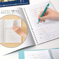 【アウトレット】【Goエシカル】訳あり プラス ノート型ルーズリーフ COE365 セミB5 ドット入罫線 50枚 緑×ピンク 1セット（5冊）