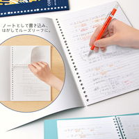 【アウトレット】【Goエシカル】訳あり プラス ノート型ルーズリーフ COE365 セミB5 ドット入罫線 50枚 赤×ピンク 1セット（5冊）