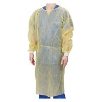 非防水アイソレーションガウン（イエロー）10枚包装×10袋　FV-IG-016YL袖口リブニット　フリーサイズ　防護ガウン　フィフティ・ヴィジョナリー（直送品）