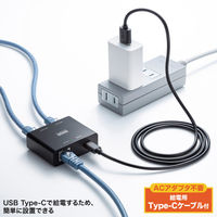 サンワサプライ  スイッチングハブ（USB Type-C給電・3ポート） LAN-GIGAC302BK（直送品）