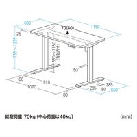 サンワサプライ e電動昇降デスク 受注生産品 幅1150×奥行650mm ブラック ERD-ER11560BK 1台（直送品）