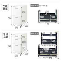 ネットフォース ナッツ 片袖机 2段 幅1400mm ホワイト×ホワイト LKD-146-AW-WHWH-2 1台（直送品）