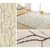 萩原 リーフ柄の国産ソフトタッチラグ レジェ ベージュ 600021401 1枚（直送品）