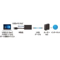 サンワサプライ USB3.2-LAN変換アダプタ(USBハブポート付・ブラック) USB-CVLAN3BKN 1個（直送品）