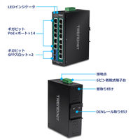 TRENDnet 16ポート 産業用ギガビットPoE+ DINレールスイッチ TI-PG162 1台（直送品）