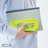 リヒトラブ XCOA リバーシブルクリヤーペンケース ライト 筆箱 高級筆記 ネオンイエロー A3810-5 1個（直送品）