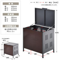【軒先渡し】B.Bファニシング 屋外ゴミ収納庫 Lucre Sサイズ 幅640×奥行475×高さ615mm 110L ダークグレー 1台（直送品）