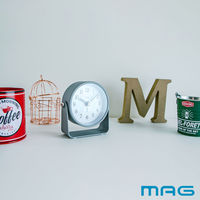 ノア精密 置き時計 モナカ MAG 連続秒針 目覚まし時計 グレー 482657 1個（直送品）