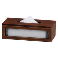 アビテ ティッシュケース フローラティッシュケース 木製 ガラス ブラウン 495606 1個（直送品）