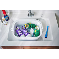 伊勢藤 バケツ 折りたためる つけ置き洗いバケツ 16L 洗濯板 蓋つき 角型 ホワイト 497028 1個（直送品）