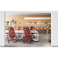 【車上渡し】アール・エフ・ヤマカワ アリア チェア 可動肘付 ヘッドレスト付 コーラルレッド 1脚（直送品）