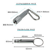 熊よけ鈴 カラビナ付 ミニアルミLEDライト ホイッスル 3点 2セット ブラック 熊鈴 熊対策 消音機能付き マグネット 懐中電灯（直送品）