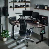 【軒先渡し】コイズミファニテック GENTLER L型昇降デスク スモーキーグレージュ×ブラック 1台（直送品）