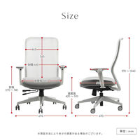 Netforce シースルーチェア オフィスチェア 肘付き アルミ脚 ブラックフレーム×座面ストーングレー 1脚（直送品）