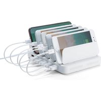 サンワダイレクト 充電器ステーション（USB充電器・スマホ・タブレット対応・最大9.6A/60W・6ポート搭載） 700-AC020W 1個（直送品）