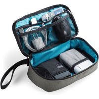 サンワダイレクト トラベルポーチ（メンズ・充電器ポーチ・収納ポーチ用・グレー） 200-BAGIN006GY 1個（直送品）