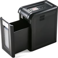 サンワダイレクト 電動シュレッダー（家庭用・オフィス用・マイクロカット・8枚同時細断・連続15分使用・ダストボックスLED・カード細断） 1個（直送品）