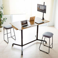 サンワサプライ ガス昇降ミーティングデスク 幅1500×奥行800×高さ765～1165mm ブラック ERD-MTGA15080LM 1台（直送品）