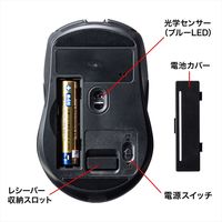 ワイヤレスマウス　無線　5ボタン　中型サイズ　ブルーLED　MA-WBL170BK　サンワサプライ　1個（直送品）
