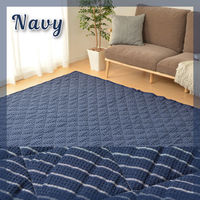 萩原 インド綿 キルトラグ ワッフル 1300×1850mm ネイビー 270072105 1枚（直送品）