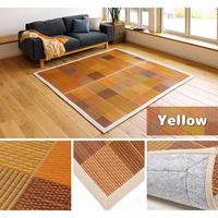 萩原 デニムパッチ い草ラグ 撥水 1200×1800mm イエロー 81946022 1枚（直送品）