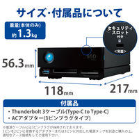 SSD 外付け 2TB 据え置き 5年保証 1big Dock Thunderbolt3 STHW2000800 LaCie 1個（直送品）