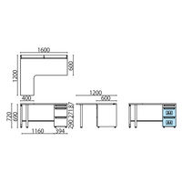 【組立設置込】プラス US-W L型片袖机 ホワイト×ホワイト UR-1612WA-3-6L W4/W4 1台（直送品）