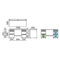 【組立設置込】プラス US 両袖机 幅1600×奥行600×高720ｍｍ ウォルナット×ブラック UR-166WD-33 LW/SBK 1台（直送品）