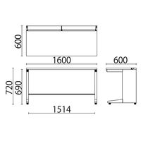 【組立設置込】プラス US 平机 幅1600×奥行600×高さ720ｍｍ ウォルナット×ブラック UR-166WH LW/SBK 1台（直送品）