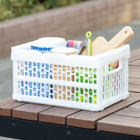 「現場のチカラ」 ハンドル付 折りたたみメッシュコンテナ 10L W 1セット（8個）  オリジナル