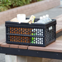 「現場のチカラ」 ハンドル付 折りたたみメッシュコンテナ 30L BK 1セット（8個）  オリジナル