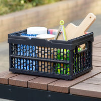 「現場のチカラ」 ハンドル付 折りたたみメッシュコンテナ 10L BK 1セット（8個）  オリジナル