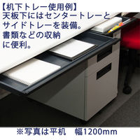 プラス スチールOAデスク フラットライン＋(プラス) 平机 引出付 ホワイト/ホワイト 幅1200×奥行800×高さ720ｍｍ 1台(2梱包)