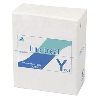 ファイントリート 7.5×7.5 Yカットガーゼ 12PLY 543050610 1箱（100枚入） エフスリィー