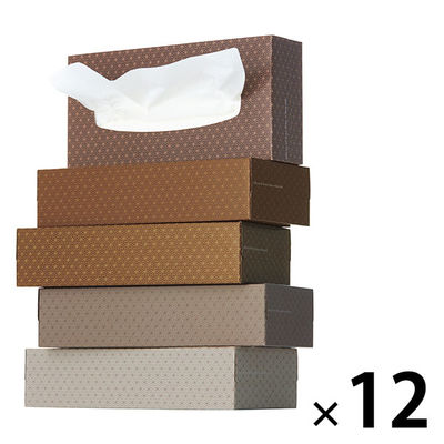 ティッシュペーパー 200組 （5箱入）×12パック オリジナルティッシュ モカ 5カラー 1ケース（60箱入） アスクル  オリジナル