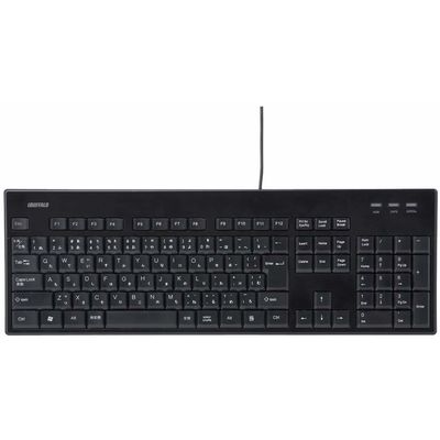 バッファロー USB接続 有線スタンダードキーボード 丸洗い対応モデル ブラック BSKBU12BK 1個（直送品）