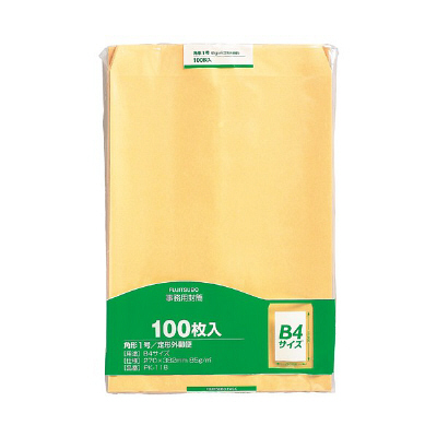 マルアイ 事務用封筒 PK-118 角1 100枚 クラフト 郵便番号枠なし 接着テープ無（直送品）