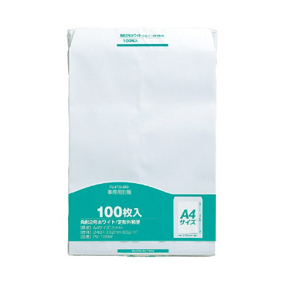 マルアイ 事務用封筒 PK-128W 角2 白 100枚 郵便番号枠なし 接着テープ無（直送品）