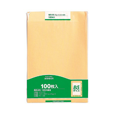マルアイ 事務用封筒 PK-148 角4 100枚 クラフト 郵便番号枠なし 接着テープ無（直送品）
