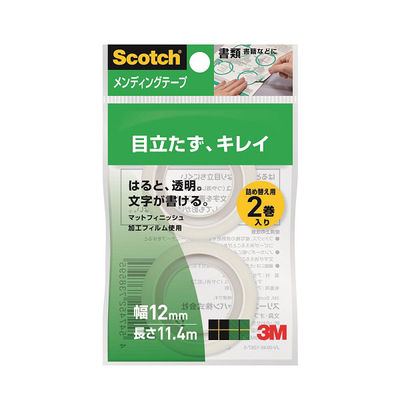 スコッチ メンディングテープ 小巻 1インチ 巻芯径25mm 詰替用 幅12mm×長さ11.4m 1パック(2巻入) スリーエム CM12-R2P（直送品）