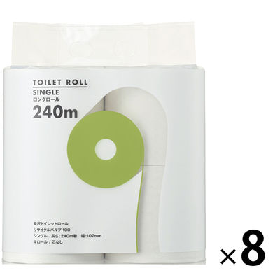 トイレットペーパー オリジナルトイレットロール 業務用 シングル 240m 芯なし 再生紙 FSC認証紙 1箱（4ロール入×8パック） オリジナル