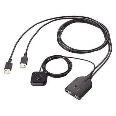 エレコム　ケーブル一体型キーボード・マウス用パソコン切替器　2台切替　KM-A22BBK　（直送品）