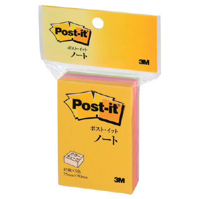 ポストイット 付箋 ふせん 通常粘着 ノート カラーキューブ 75×50mm ネオンカラー 1セット(2冊入) スリーエム CN-23（直送品）
