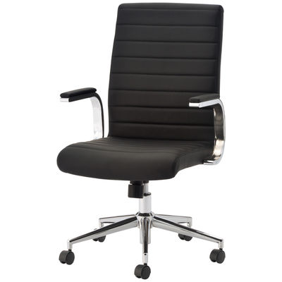 サンワサプライ ミドルバックミーティングレザーチェア SNC-L12BK 1脚（直送品）