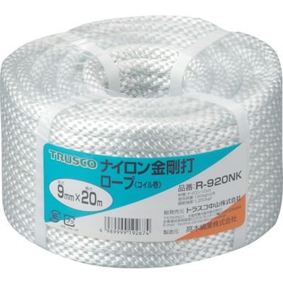 トラスコ中山 TRUSCO ナイロンロープ 金剛打 線径9mmX長さ20m R-920NK 1巻 511-2796（直送品）