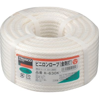 トラスコ中山 TRUSCO ビニロンロープ 金剛打 線径6mmX長さ30m R-630K 1巻 511-2605（直送品）