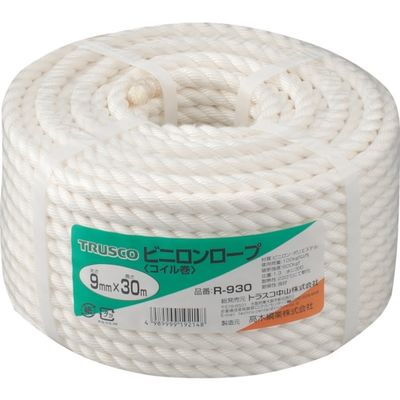 トラスコ中山 TRUSCO ビニロンロープ 3つ打 線径9mmX長さ30m R-930 1巻 511-2508（直送品）